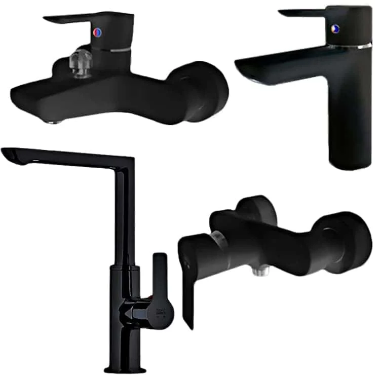 Kwc-Set-rita-b ست چهارتیکه شیرآلات KWC مدل ریتا مشکی - Image 1