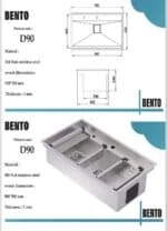 اندازه سینک بنتو D90 در تجهیزات امین شیراز