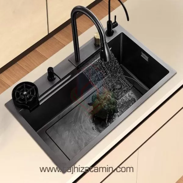 سینک ظرفشویی آبشاری مشکی نانو