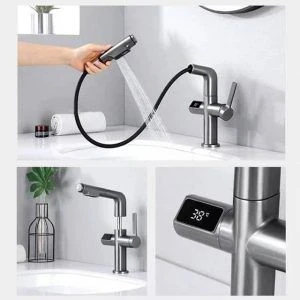 شیر روشویی شاوری دارای نمایشگر دمای آب