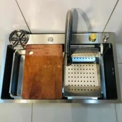 سینک ابشاری استیل مات پوست ماری