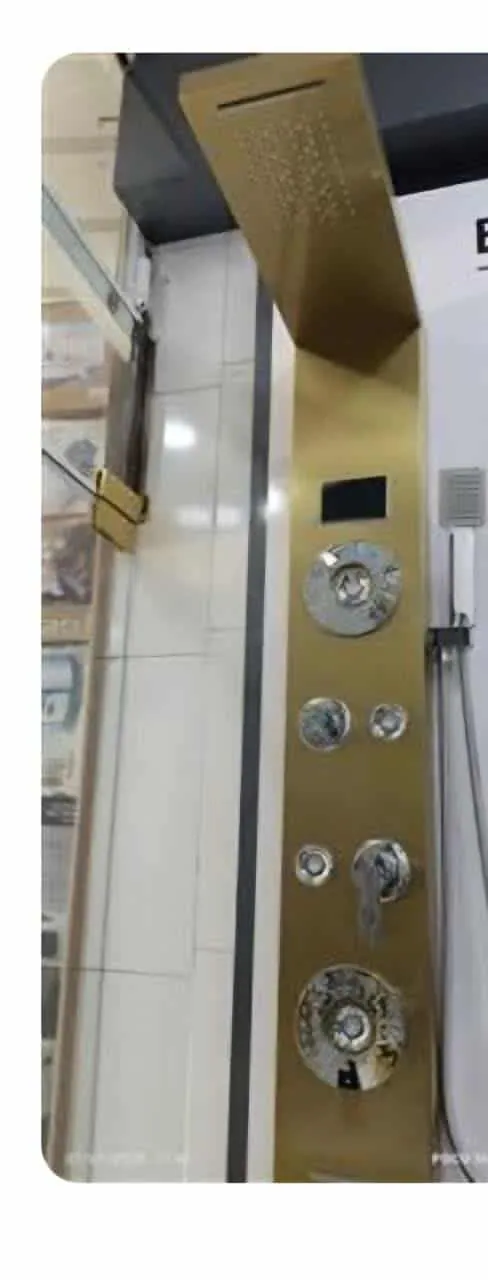 پنل دوش دیجیتال 5 حالته طلا مات پنل دوش طلا مات 5 حالته دیجیتال پنل دوش پنج حالته دیجیتال طلا مات ماساژوردار