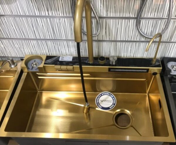 سینک ظرفشویی آبشاری پیانویی 3 کلید طلایی